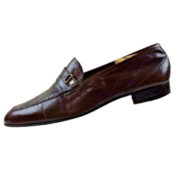 Fratelli Rossetti Estate Loafers Dress Shoe Apron Toe Brown Leather Italy Made - Picture 5 of 12